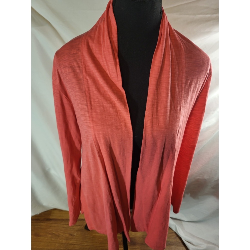 Lilly Pulitzer Coral Pink Open Front 100% Pima Cotton Cardigan Shirt Sz M